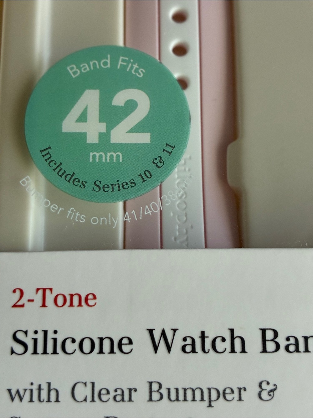 philosophy 2-Tone Pink Silicone Watch Band for 42mm Apple Watch - Picture 5 of 6